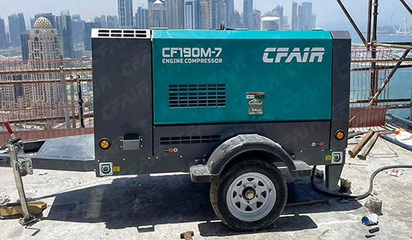 CFAIR 190cfm air compressor in Dubai construction site